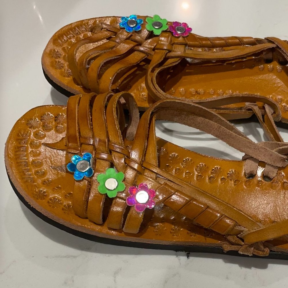 Handmade Women's Leather Sandals, Size 9